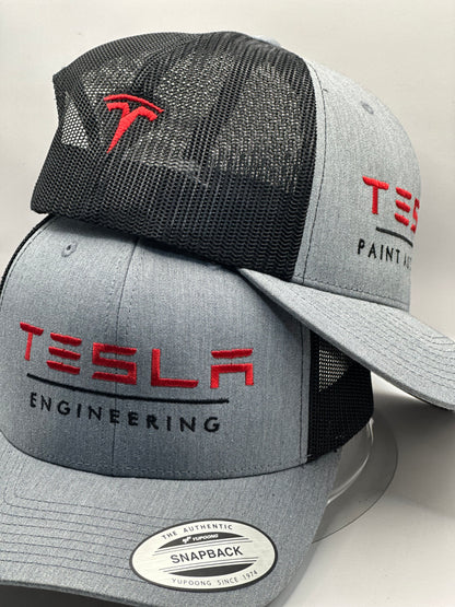 Tesla Cap Embroidered Logo on Heather 1 Line