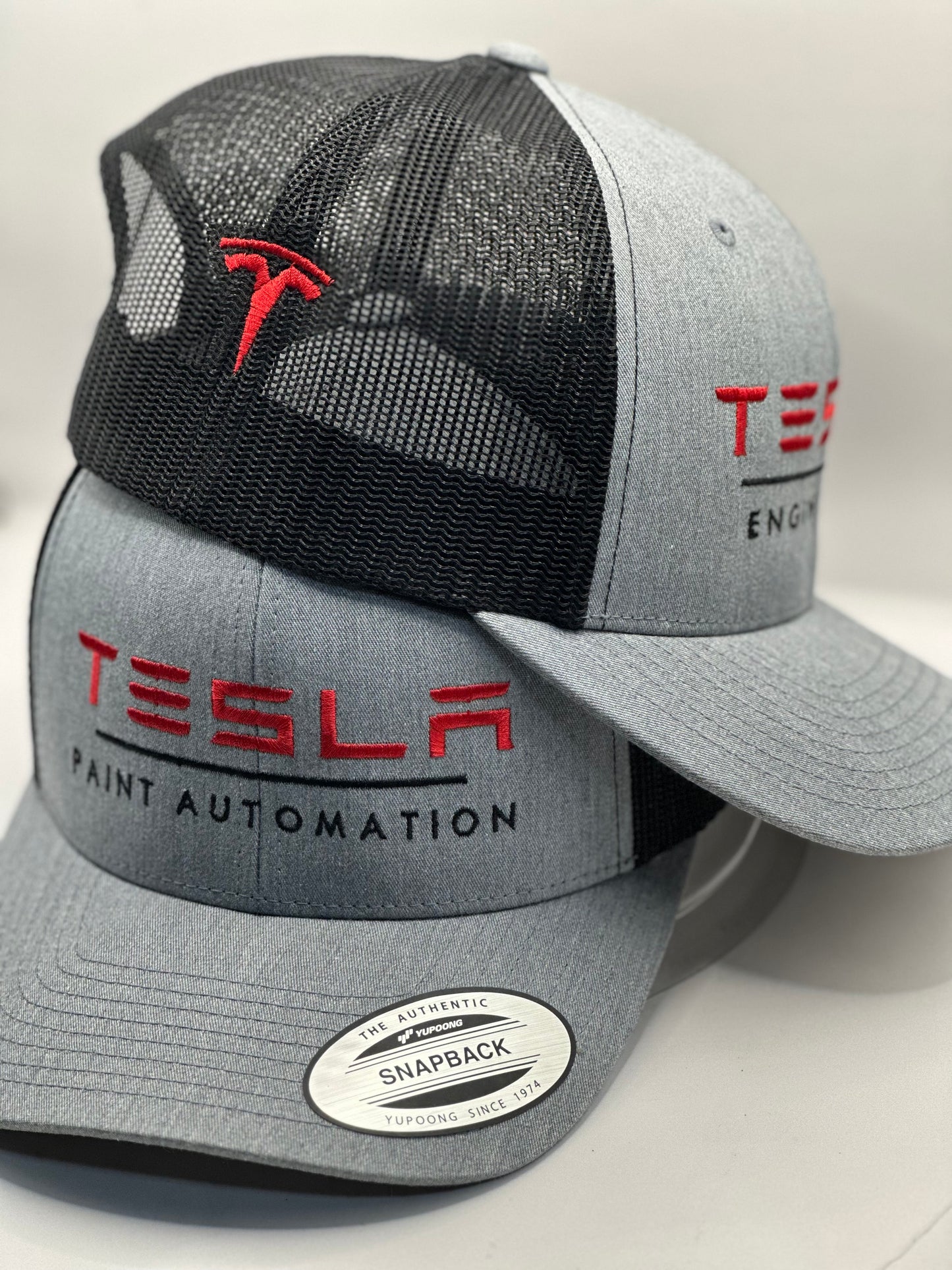 Tesla Cap Embroidered Logo on Heather 1 Line