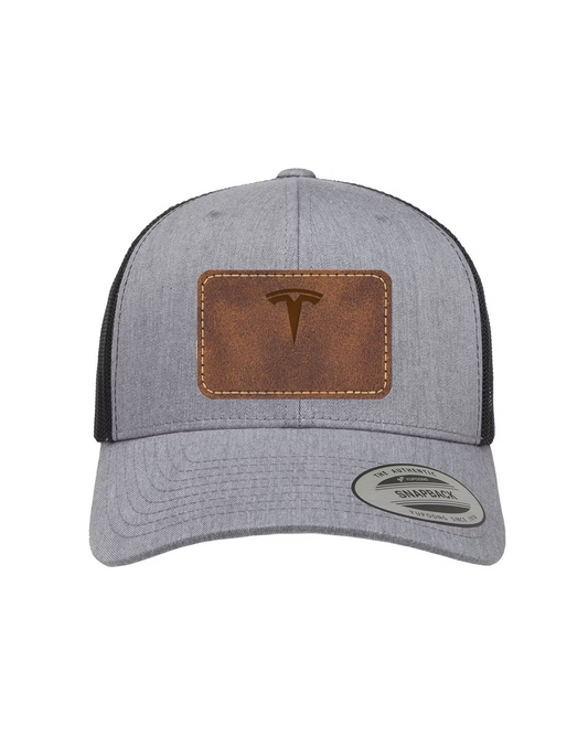 Tesla Cap Leather on Heather 1 Line